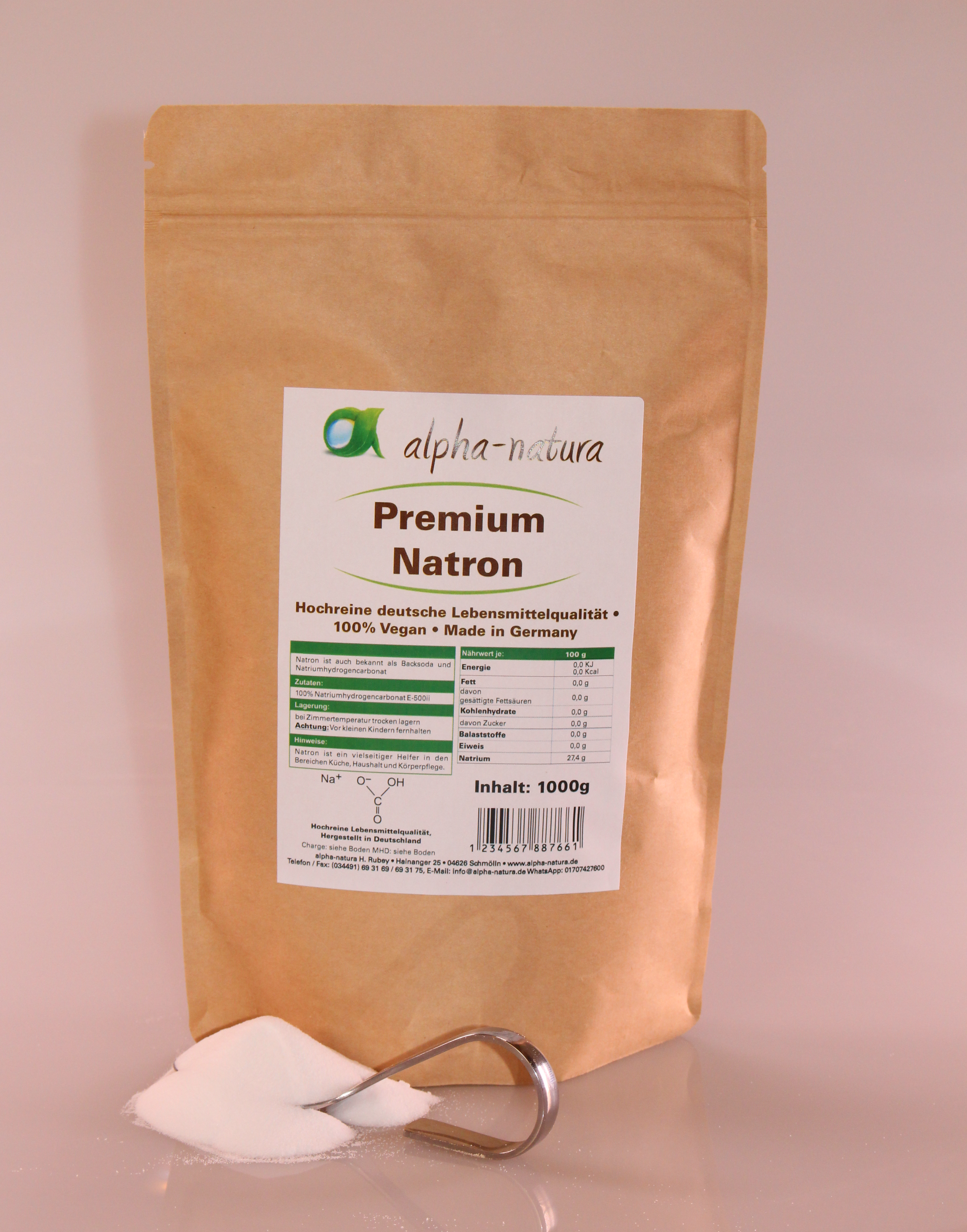 1 Kg 100% reines Natron (EUR 2,15 / kg) Natriumhydrogencarbonat in Lebensmittelqualität E 500 ii 